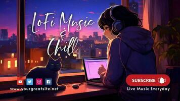 Lofi Music and Chill for Youtube Banner template