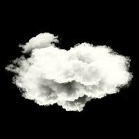 Single white round cloud isolated over black background photo