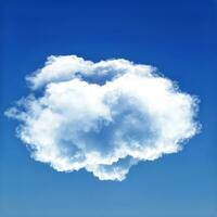 Single white round cloud isolated over blue background photo