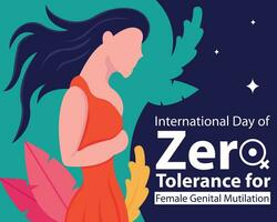 illustration vector graphic of a woman stood in silence, perfect for international day, zero tolerance, female genital mutilation, celebrate, greeting card, etc.