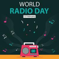 illustration vector graphic of the radio makes a sound, displays a tone symbol, perfect for international day, world radio day, celebrate, greeting card, etc.