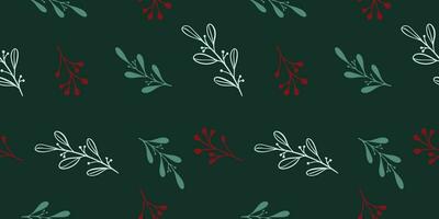 Seamless pattern with hand drawn christmas leaves and branches. Perfect for xmas or new year wallpaper, wrapping paper, web sites, background, social media, blog, presentation and greeting cards. vector