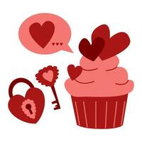 A set of Valentine's day items. Vector illustration with a set of objects