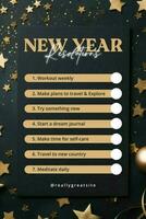 Black and Gold New Year Resolution Pinterest template