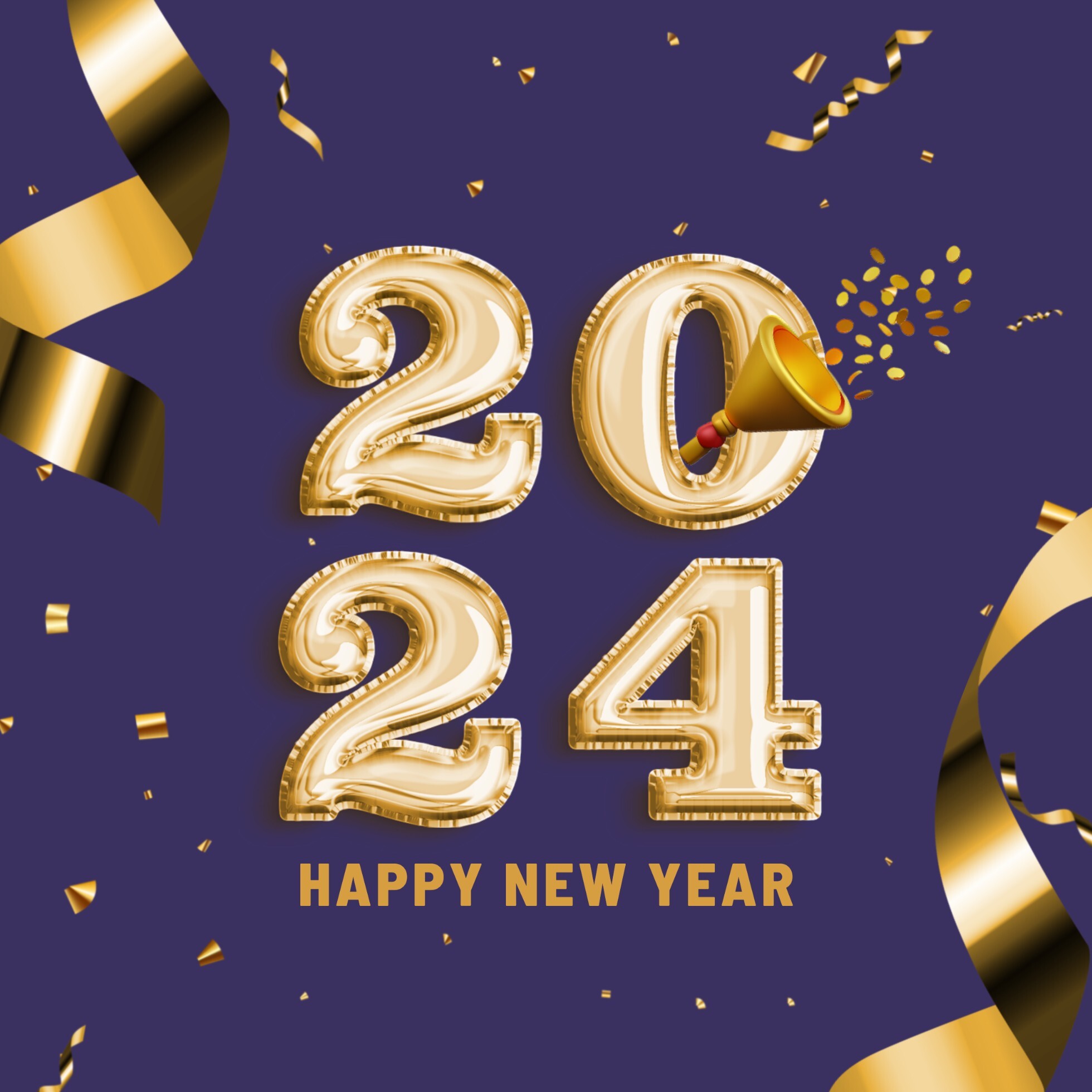 Purple and Gold New Year LinkedIn Post