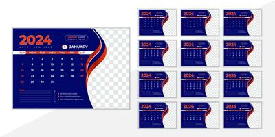 Creative and abstract desk calendar 2024 vector