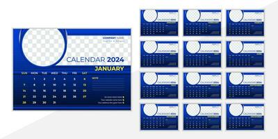 Modern and Abstract Desk Calendar Design 2024 vector