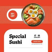 orang minimalist sushi promo instagram post template