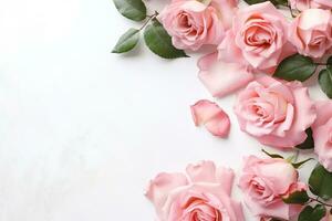 AI generated Occasion Delight - Elegant Pink Roses Background for Creative Celebrations photo