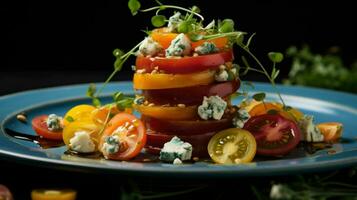 AI generated Heirloom Tomato and Blue Cheese Salad photo