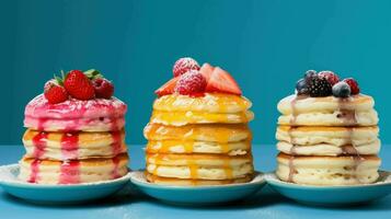 AI generated Delicious Fluffy Japanese Souffle Pancakes photo