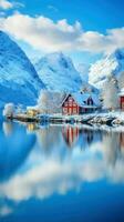 AI generated Beautiful snowy landscape of Norway photo