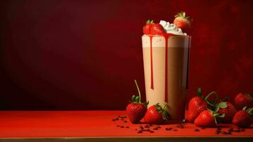 AI generated Delicious Strawberry Dalgona Coffee and Cream photo