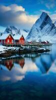 AI generated Beautiful snowy landscape of Norway photo