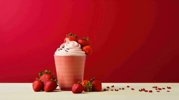 AI generated Delicious Strawberry Dalgona Coffee and Cream photo