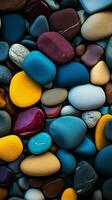 AI generated Small Colorful Rocks on Beach photo