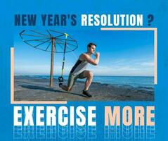Pig Doing Exercise for a New Year's Resolution Facebook Post template