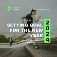 New year resolution in green and white linkedin post social media template