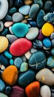 AI generated colorful pebbles are arranged in a pattern photo