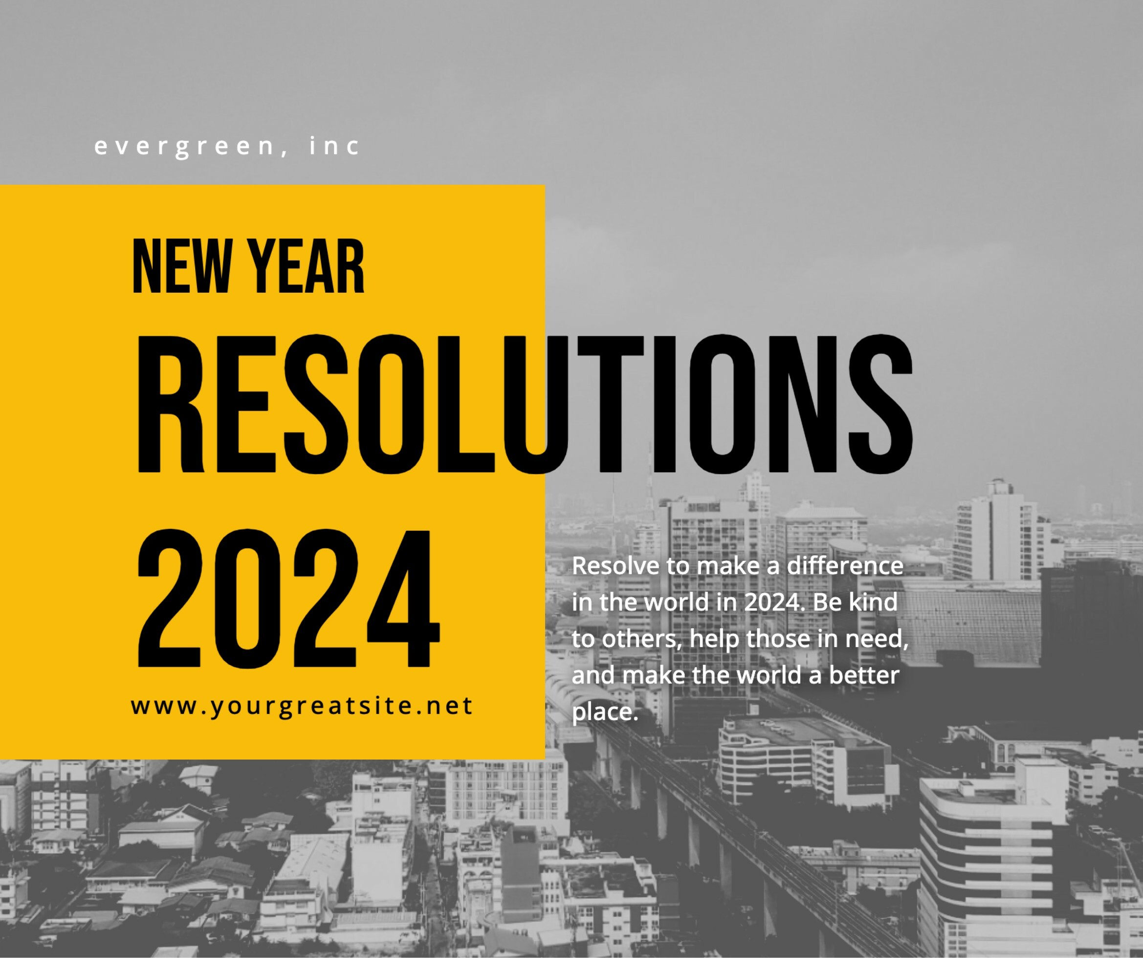 yellow new year resolutions facebook post social media template