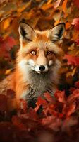 AI generated Beautiful fox lost in beauty of autumn forest photo