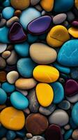 AI generated Small Colorful Rocks on Beach photo