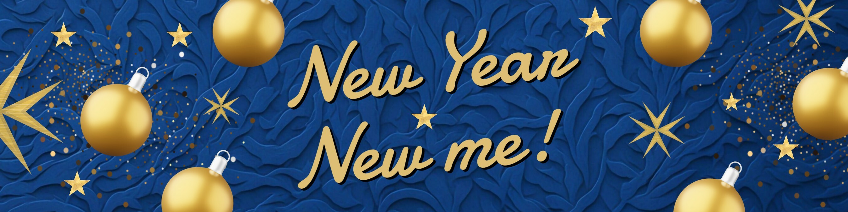 personal new year banner greeting  with blue and gold