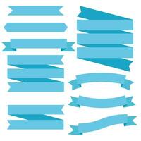 Blue ribbon white background illustration set. vector
