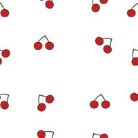 Cherry Pattern Seamless White Background Vector. vector