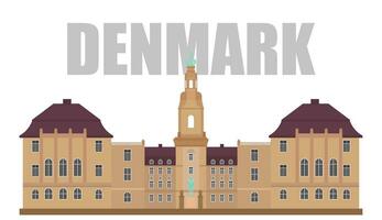 Architectural landmarks in Denmark are symbols of Copenhagen and Christiansborg. beautiful colorful building architecture Vector illustration