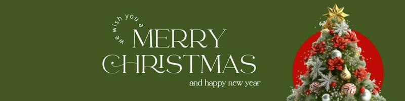 Christmas tree greeting linkedin banner in green template design ideas