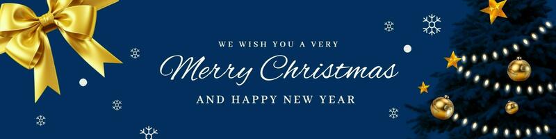 christmas linkedin banner social media template in blue and gold design ideas season greeting