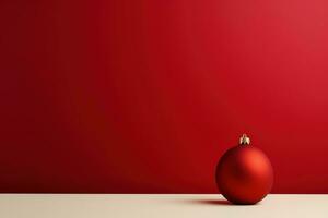 AI generated Christmas minimalist background, winter illustration with Christmas tree and toys balls, AI generated photo