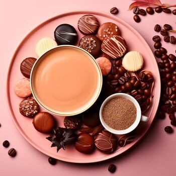 AI generated Cookies with icing and chocolate - AI generated image photo