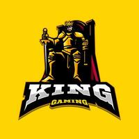 The king sits on a chair holding a sword suitable for sports and gaming logos vector