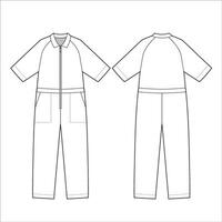 Jumpsuit sketch for ladies vector template