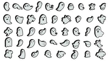 3d sencillo icono o siluetas de Víspera de Todos los Santos fantasma en blanco antecedentes. vector ilustración editable.