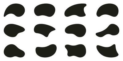 Blob Irregular Shape. Random Organic Blotch Set. Liquid Round Silhouette Form. Fluid Amorphous Blobs. Black Asymmetric Bubbles Collection On White Background. Isolated Vector Illustration.