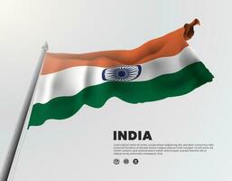 Indian flag waving view from below for design ornament vector illustration