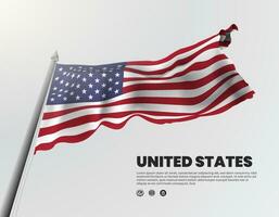 United States flag fluttering vector