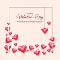 contento San Valentín día moderno póster modelo con corazón amor diseño en un antecedentes vector