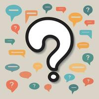 Big white question mark and speech bubbles vector illustration. Quastion mark and Message box