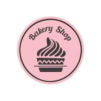 Simple feminine bakery logo design with cupcake on pin vector