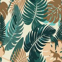 Abstract art nature background vector. Modern palm leaves seamless pattern vector