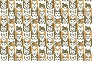 Cute different cats faces with chaldish seamless pattern background vector