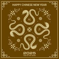 Happy Chinese new year 2025 Zodiac sign, year of the Snake vector