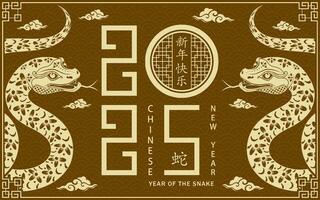 Happy Chinese new year 2025 Zodiac sign, year of the Snake vector