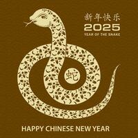 Happy Chinese new year 2025 Zodiac sign, year of the Snake vector