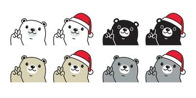 Bear vector polar bear Christmas Santa Claus hat icon character cartoon teddy logo illustration doodle design