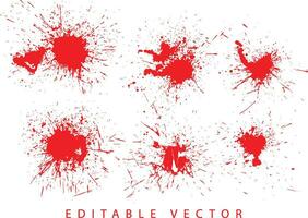 Red bloodstain ink vector splatter collection